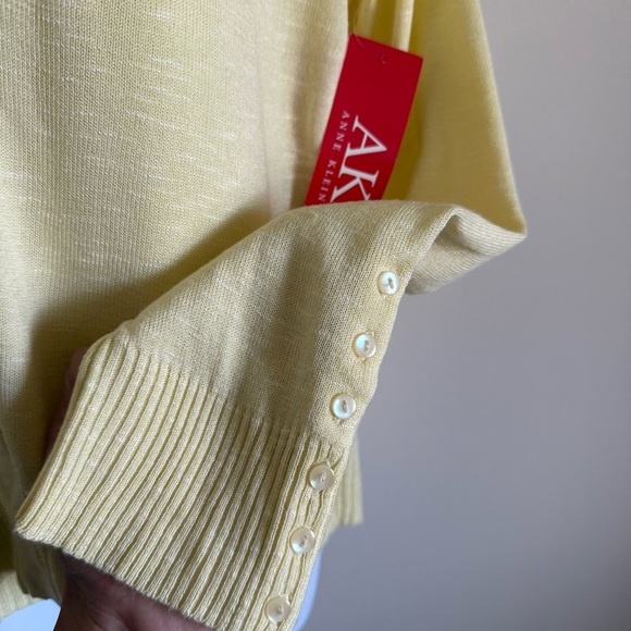 NWT Women’s Anne Klein Butter Yellow Cardigan Sweater & Knit Top Set M - Picture 8 of 11